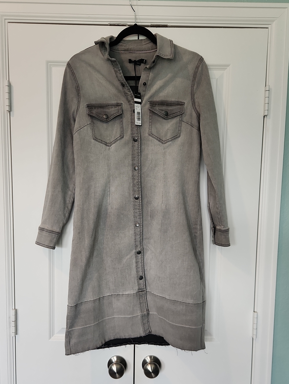 Max Jeans Washed Gray Long-Sleeve Shirt Dress